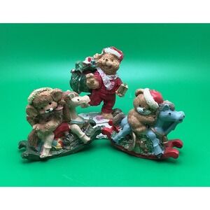 Vintage Santa Teddy & Friends Christmas Figurines Ornaments